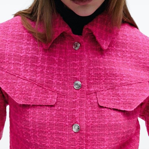 New! HUGO BOSS Relaxed Fit Jacket in Bouclé Fabric with Polished Trim, Size 14 - Picture 3 of 6